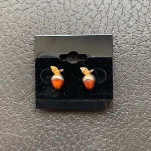 Gold & Brown Acorn Stud Back Earring